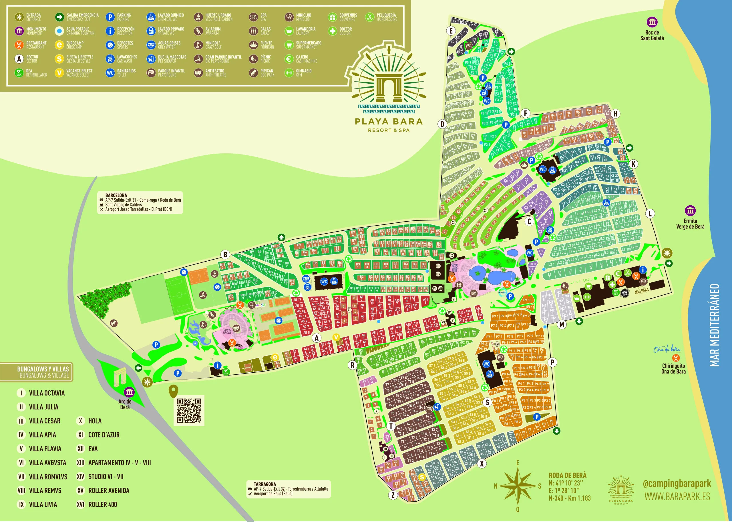 Campsite map Park Playa Barà