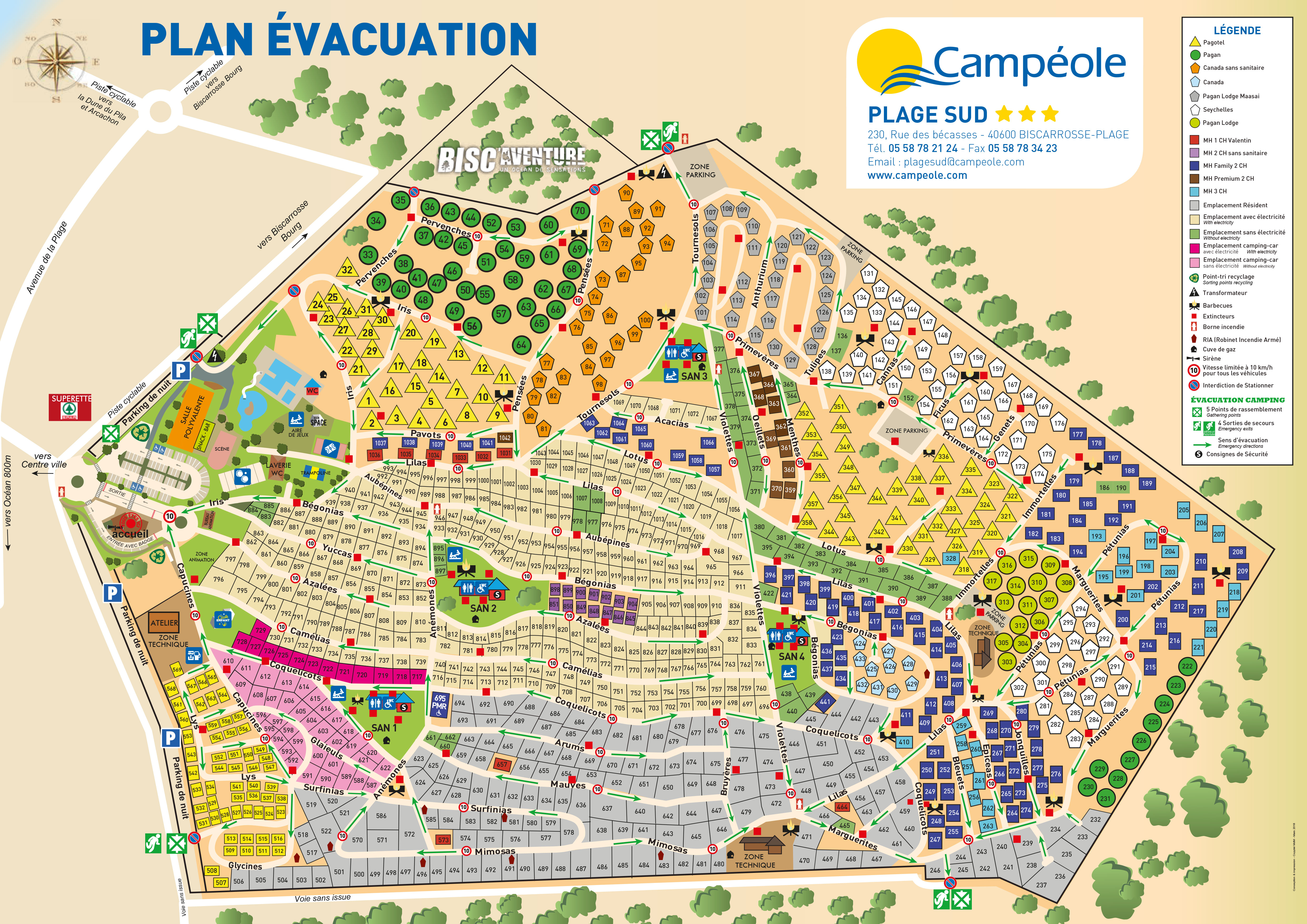 Campsite map Plage Sud 