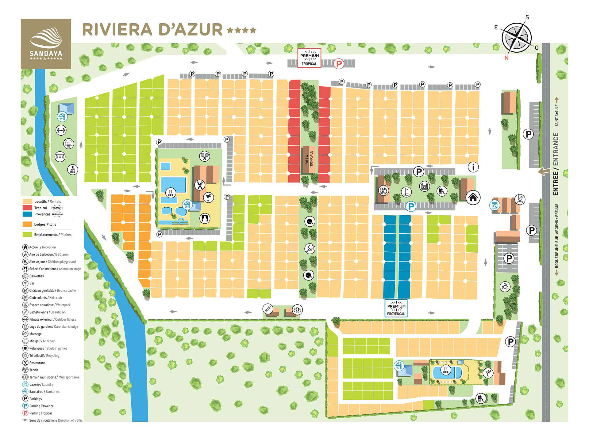Campsite map Riviera d'Azur