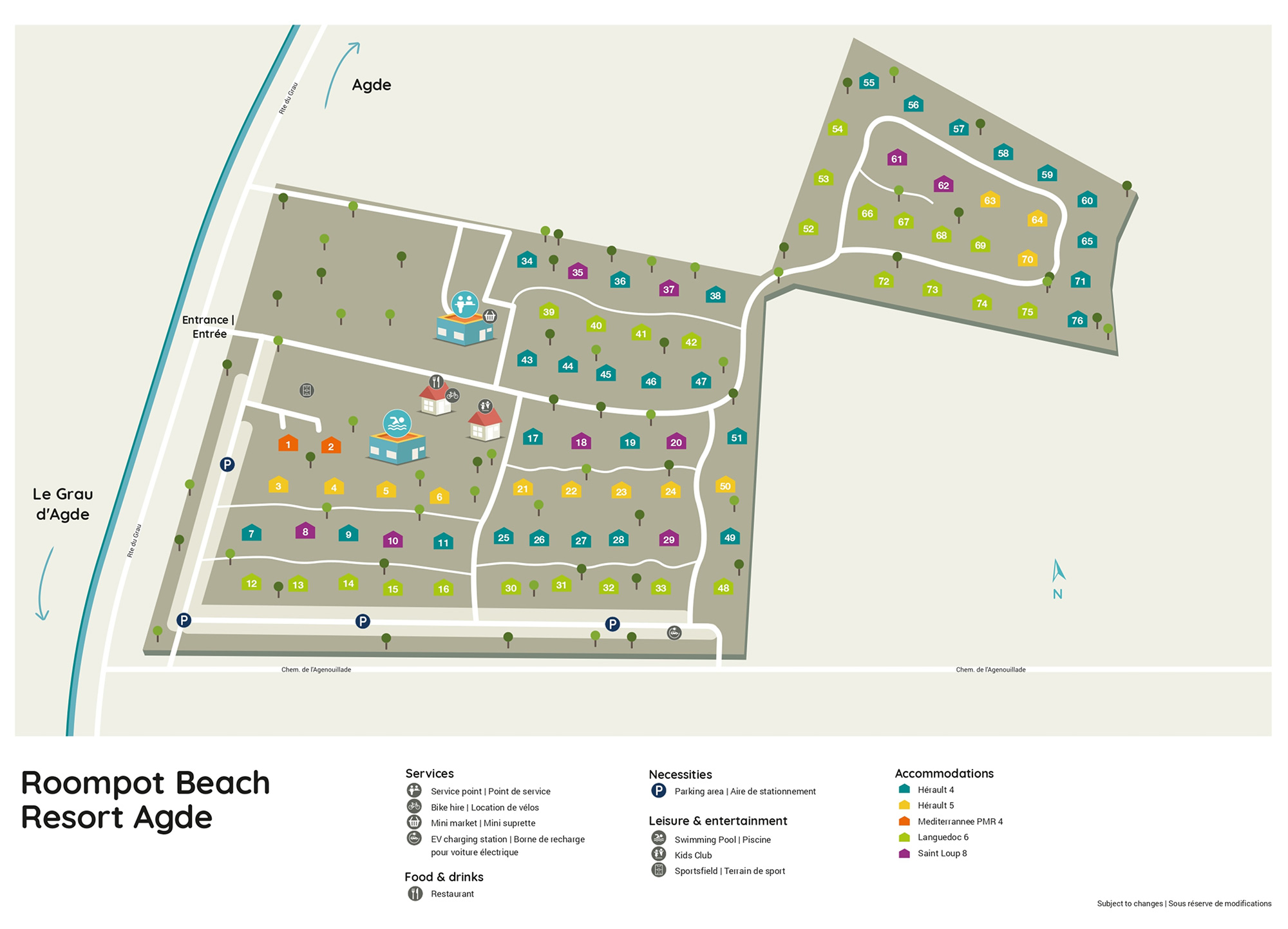 Campsite map Roompot Beach Resort Agde