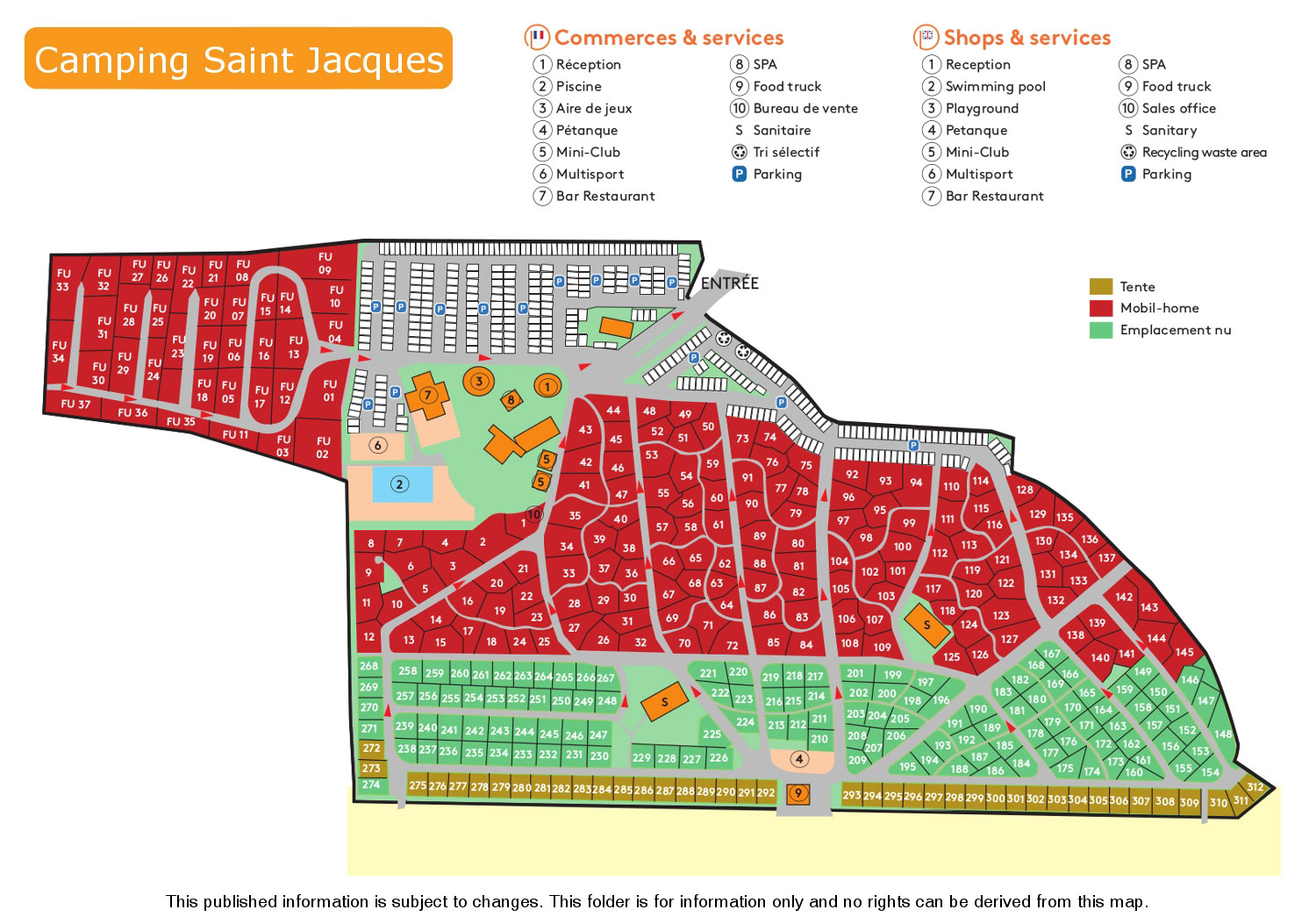 Campsite map Saint Jacques