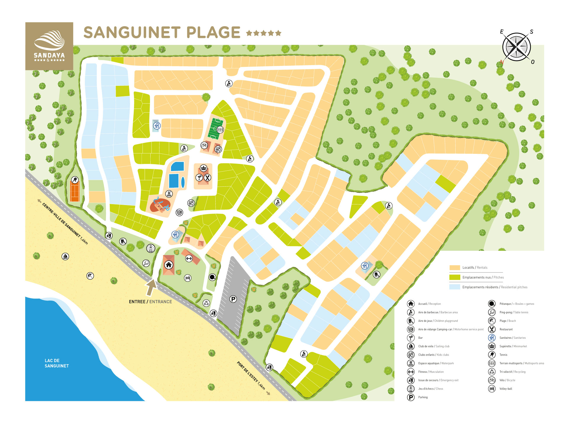 Campsite map Sanguinet Plage