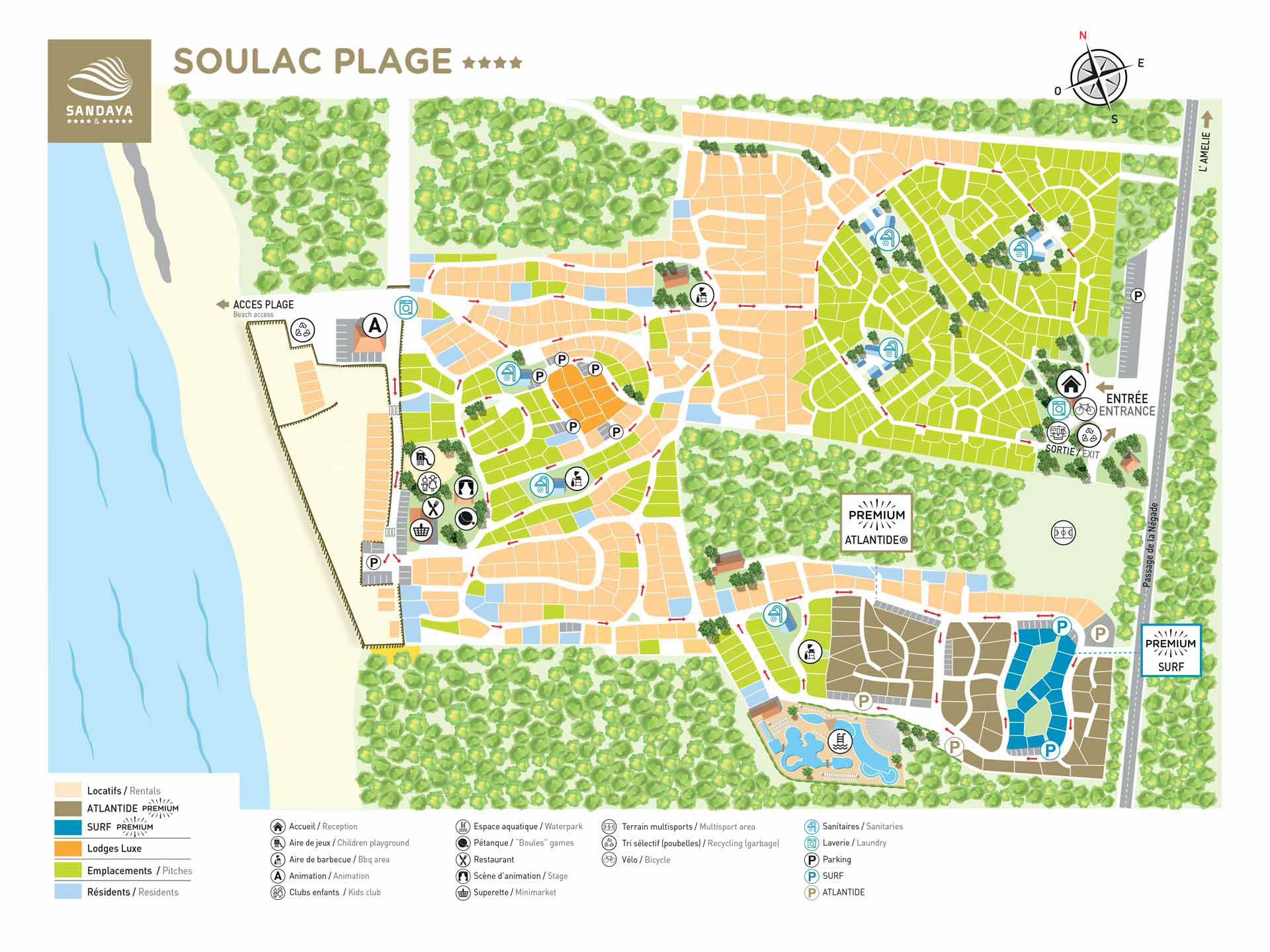 Campsite map Soulac Plage