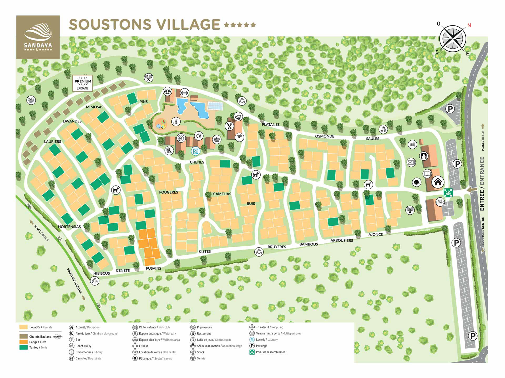 Campsite map Soustons Village