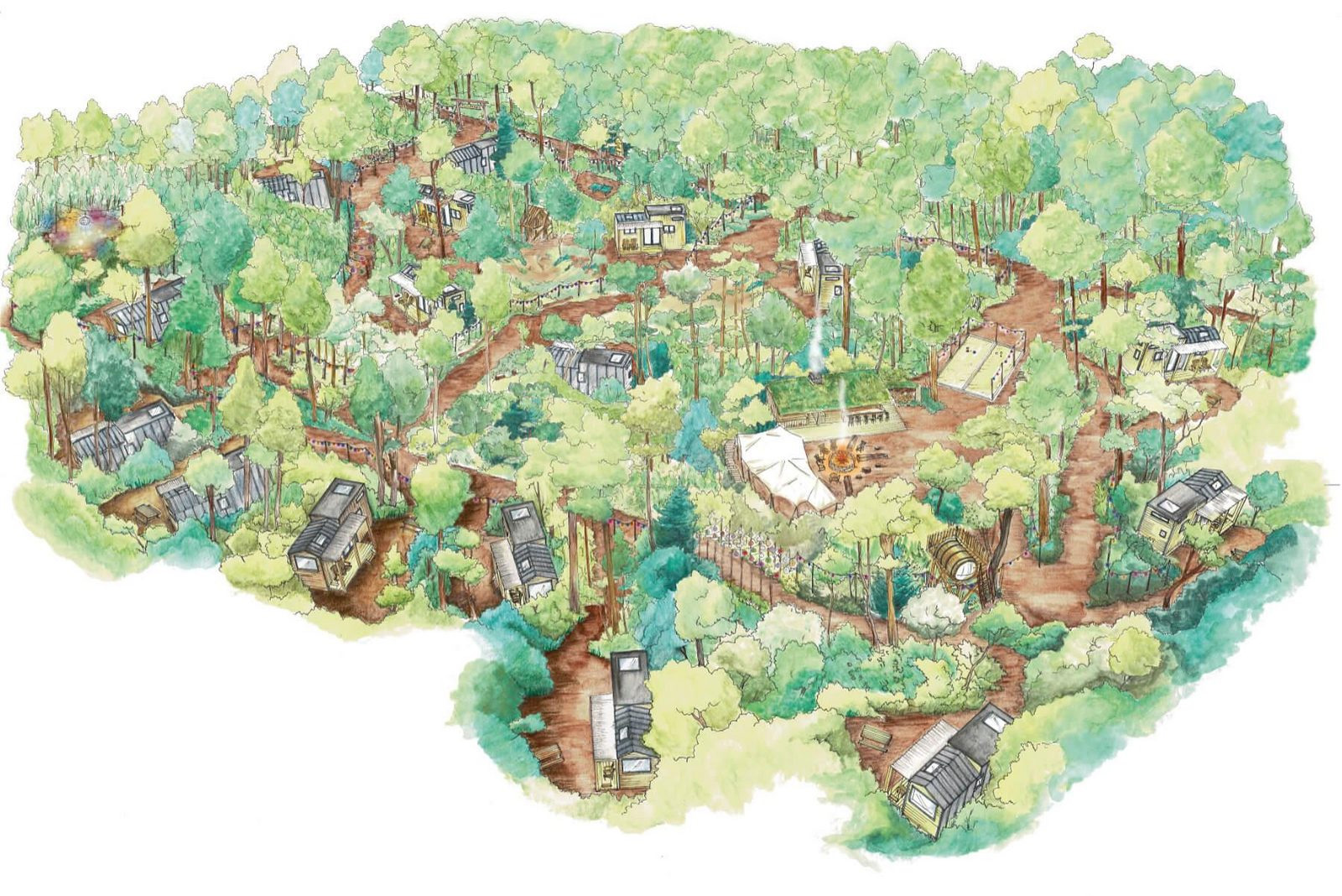 Campsite map TinyParks The Forest Cabins