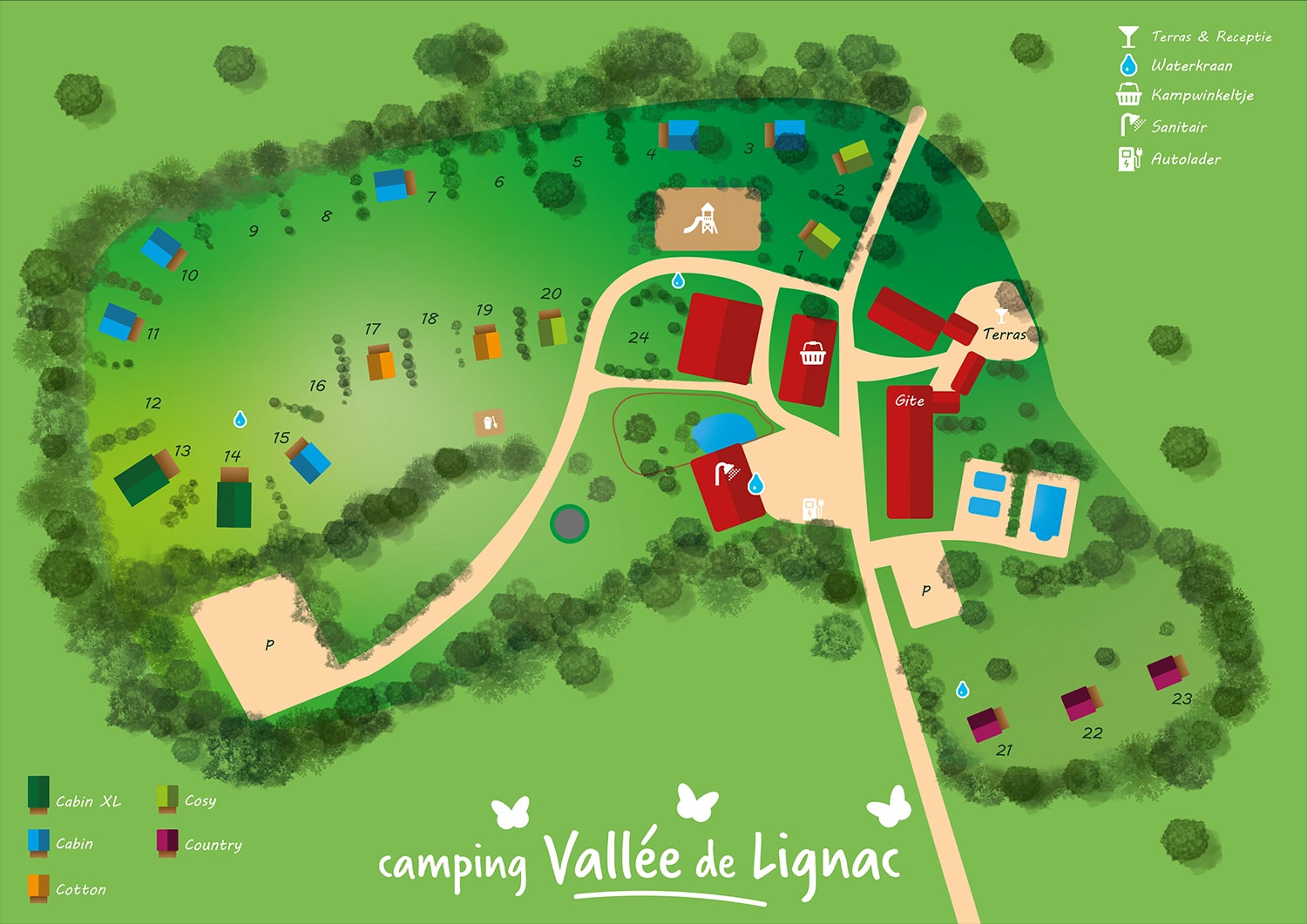Campsite map Vallée de Lignac