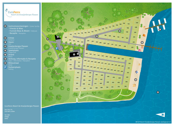 Map of EuroParcs De Kraaijenbergse Plassen